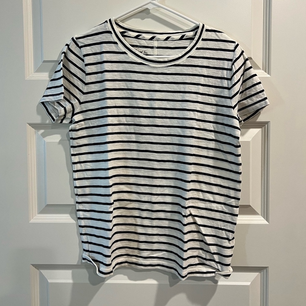 JCrew Girlfriend Black and White Striped Tee